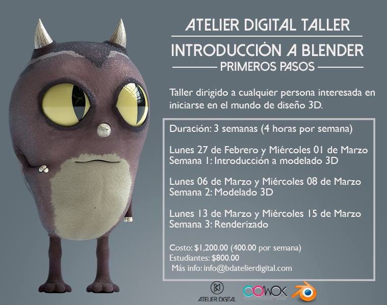 atelierdmx's tweet photo. Taller de introducción a Blender en León, Gto. https://t.co/FU6dte5nix