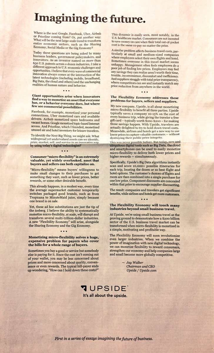 JulieNGelb's tweet image. Feeling inspired after reading @UpsideTravel CEO Jay Walker&apos;s essay in @WSJ. Read here: upsd.io/wsj_series1 ✈️ #WisdomWednesday