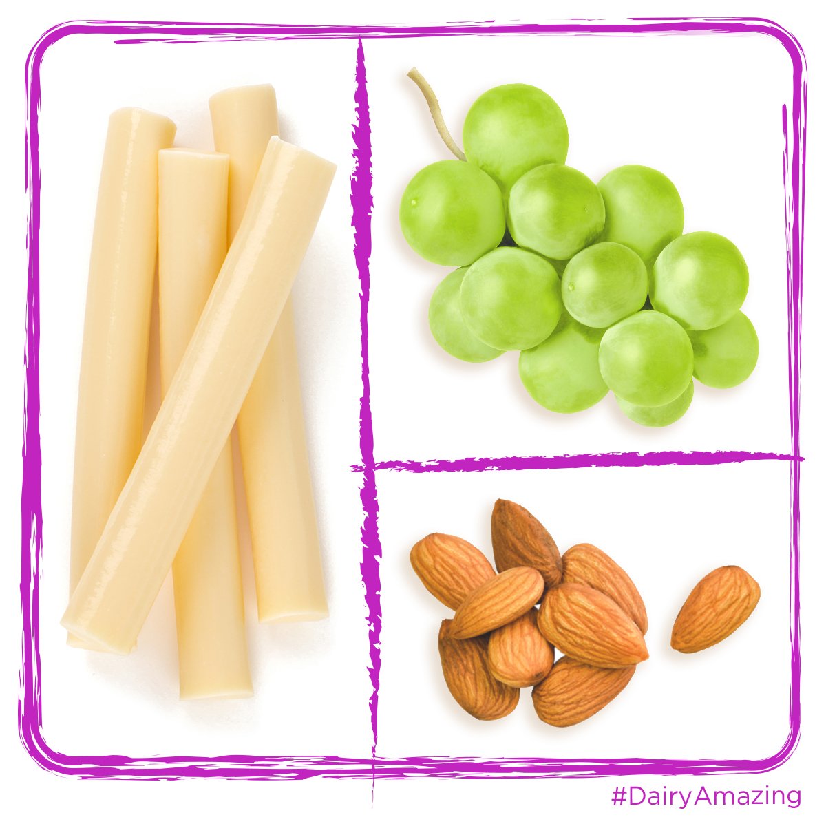 DairyMAX's tweet photo. Plan ahead for after-school snacks. String cheese, grapes and almonds make for a nutrient rich #snack the kids will love. #SnackMonth https://t.co/ccH9QXI9kc