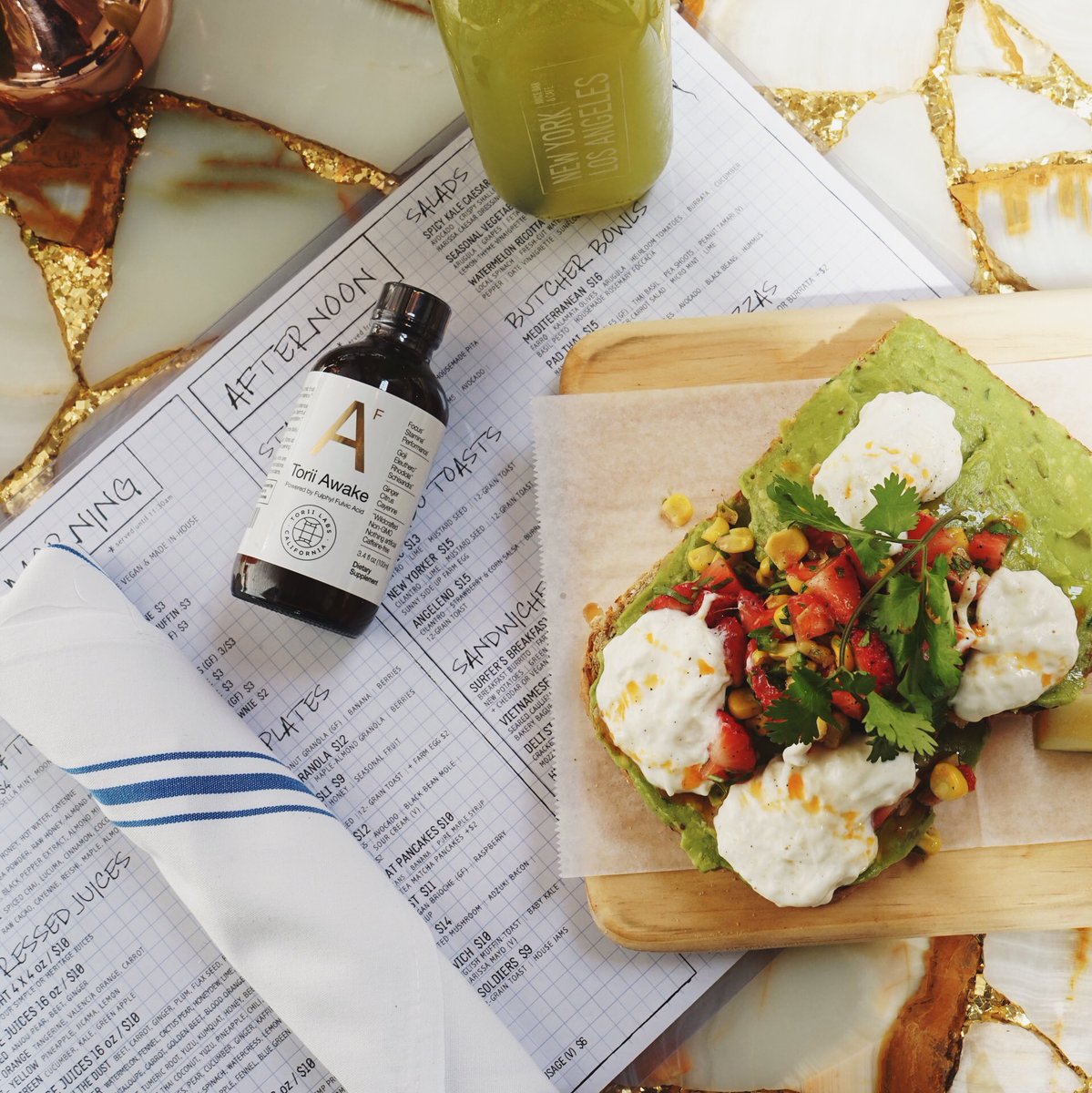 ToriiLabs's tweet photo. The best of both worlds. Grab an amazing meal and a #ToriiAwake at @thebutchersdaughter_official in Venice! #Mystorii https://t.co/sQlZxwxxnu