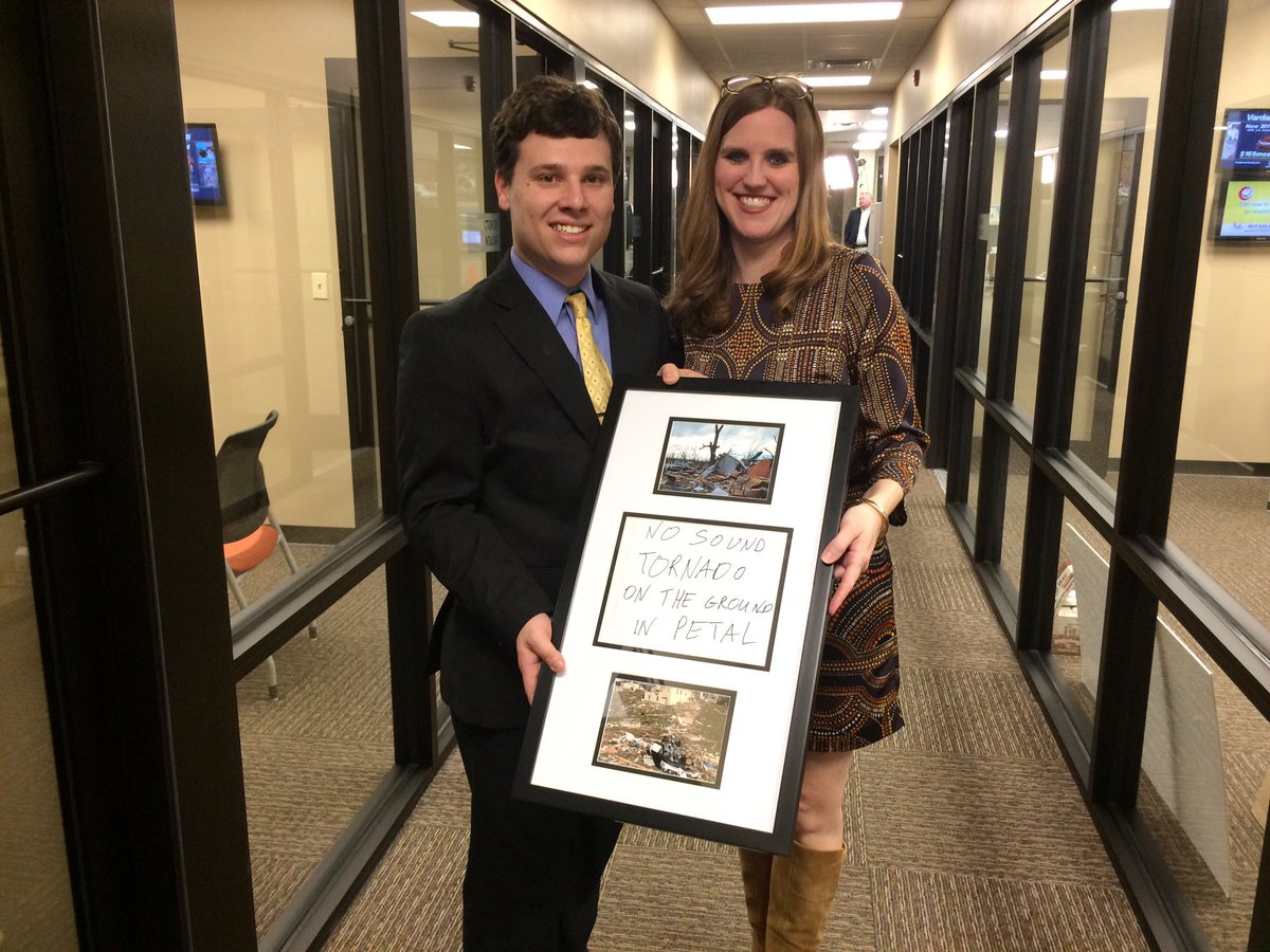 PatrickWDAM's tweet photo. I'm speechless! Big thank you to everyone here at @WDAM for framing THE sign! Words can not describe the appreciation I have for this! #mswx https://t.co/Jfb3U8ZfmW