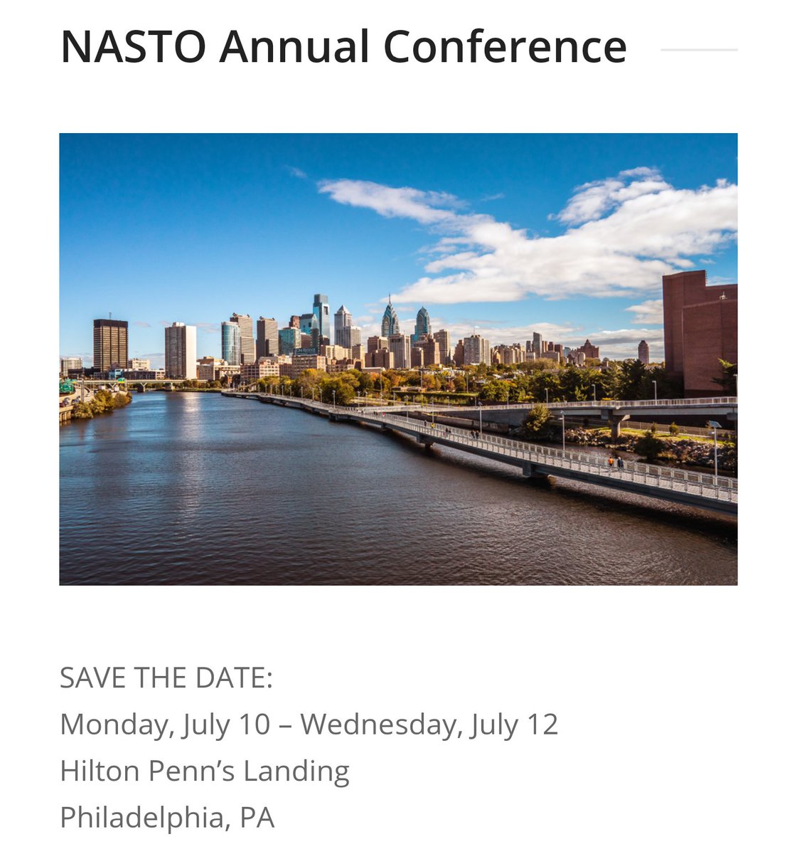 tsaADVET's tweet photo. Just reserved our booth at @aashtospeaks NASTO conference in Philadelphia (July 10-12). Stop by the booth anytime. #FalconDMS #2017NASTO https://t.co/dVSP2zOsee