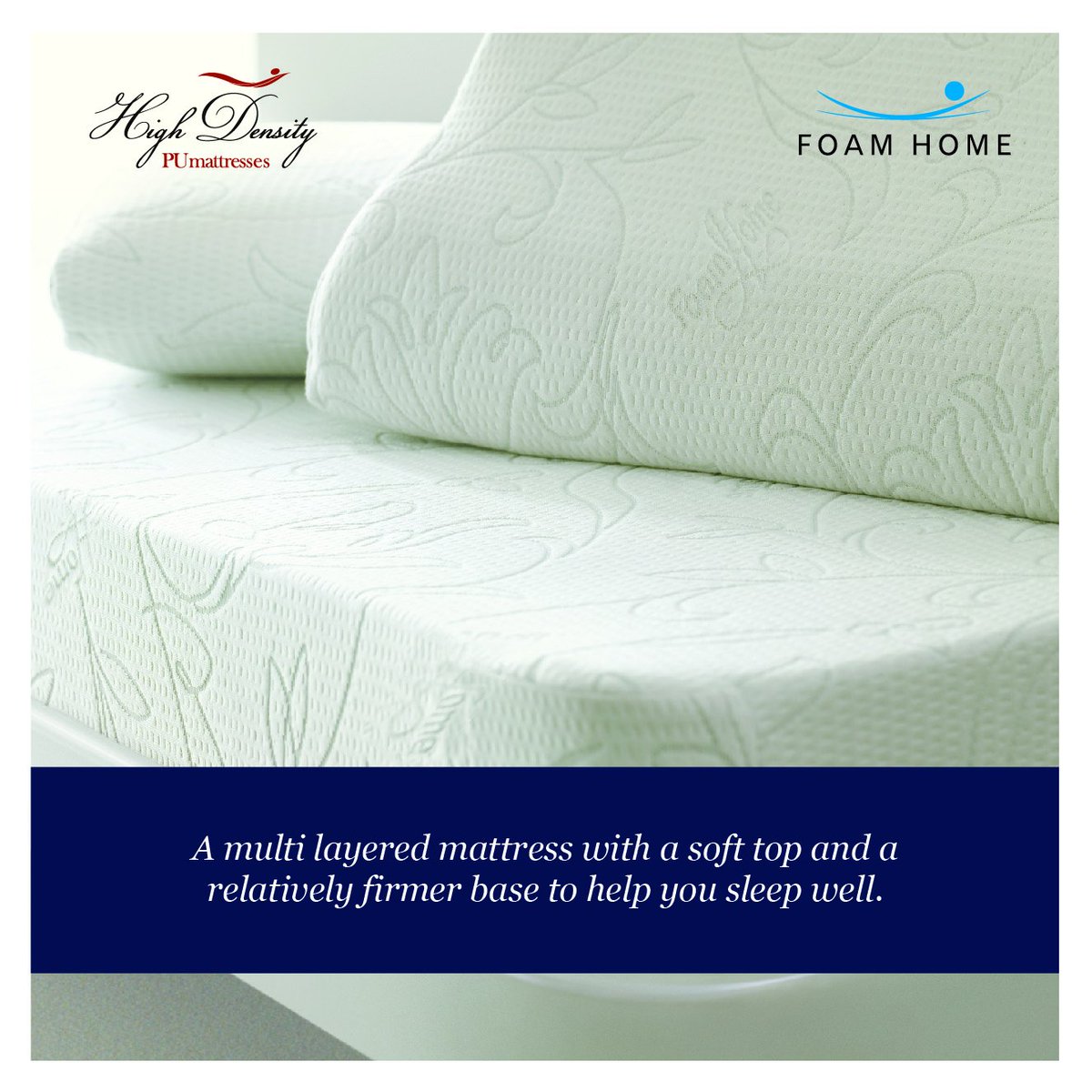 High Density #PUMattress A multi layered mattress with a soft top and a relatively firmer base to help you sleep well.#PUFoam