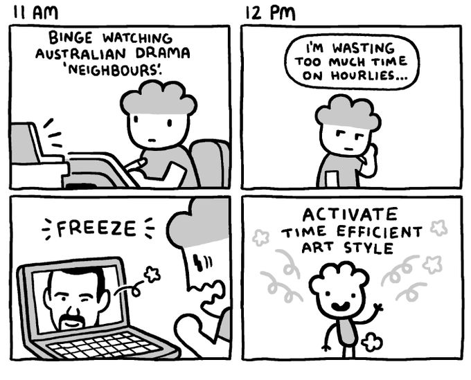 this is my first time posting hourlies in little bits rather than all at once. normally i spend extra time touching them up. gotta draw fast 