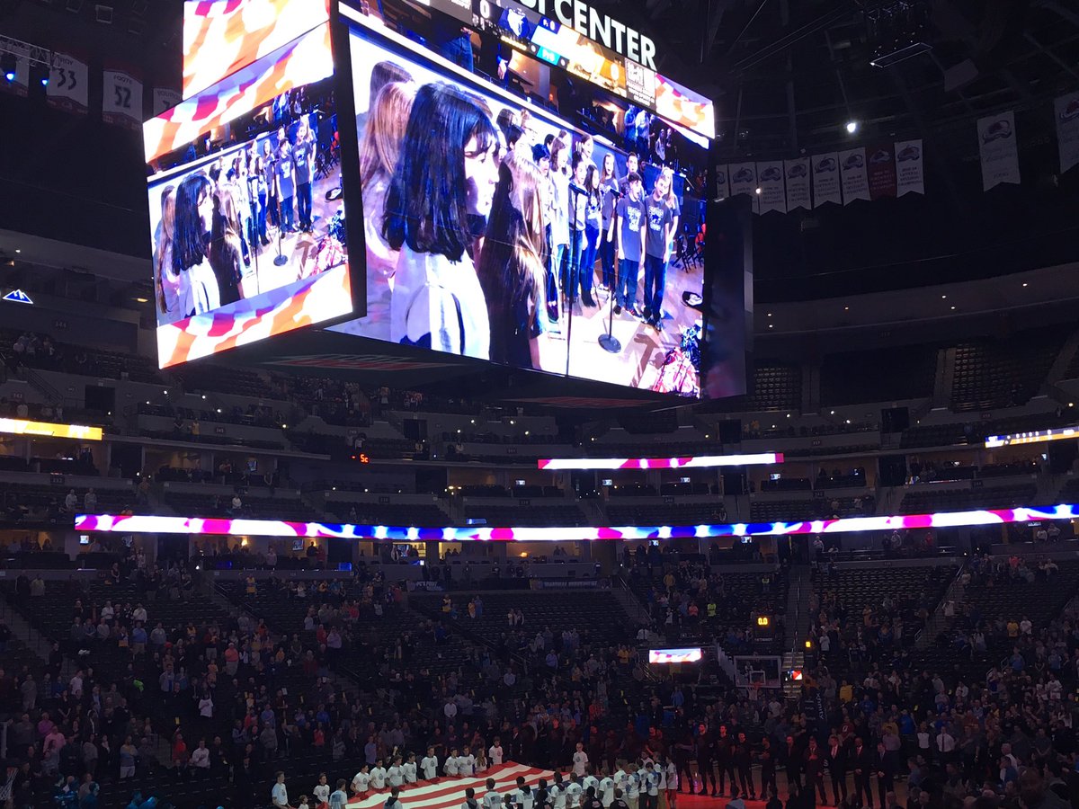 SagewoodMS's tweet photo. Way to go SGMS band and choir students! Our students we fortunate enough to perform at the Denver Nuggets game tonight! #SGMSPride @dcsdk12 https://t.co/7vu77wHAxm