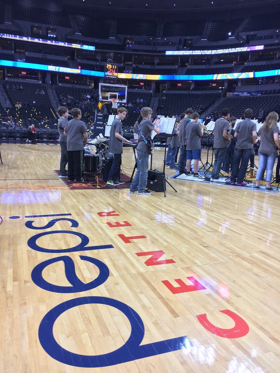 SagewoodMS's tweet photo. Way to go SGMS band and choir students! Our students we fortunate enough to perform at the Denver Nuggets game tonight! #SGMSPride @dcsdk12 https://t.co/7vu77wHAxm