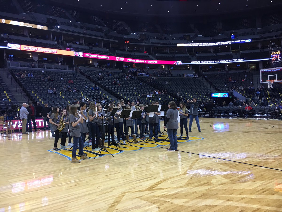 SagewoodMS's tweet photo. Way to go SGMS band and choir students! Our students we fortunate enough to perform at the Denver Nuggets game tonight! #SGMSPride @dcsdk12 https://t.co/7vu77wHAxm