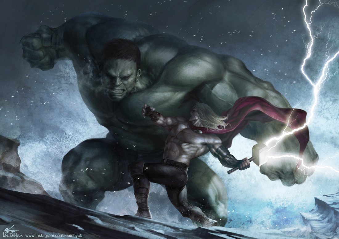 hulk vs thor drawings