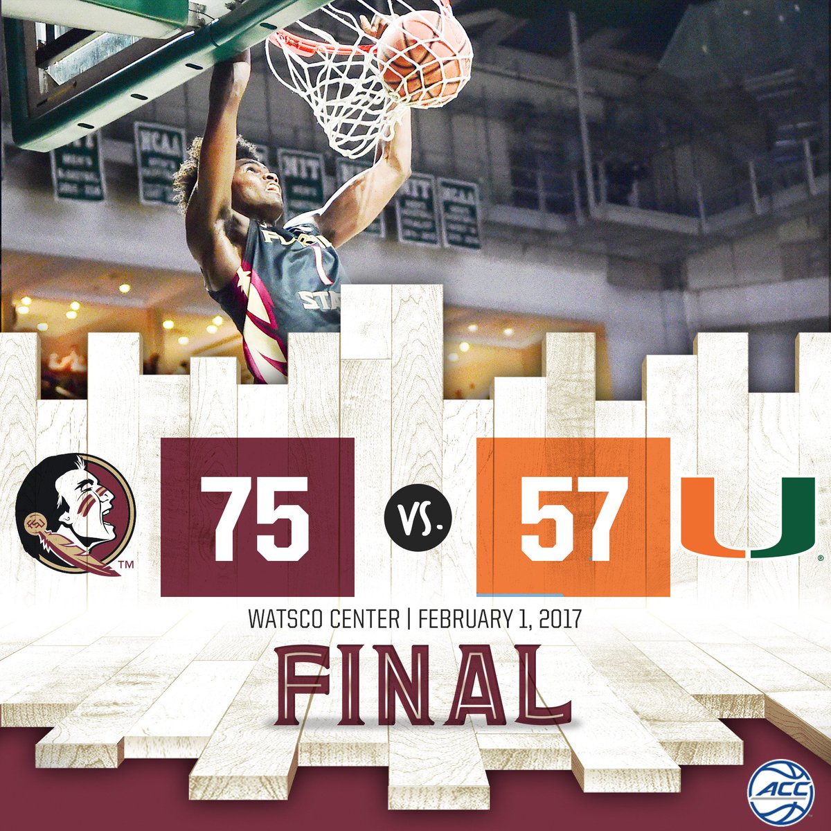 FSUHoops's tweet image. Spear Planted.  #Noles WIN!