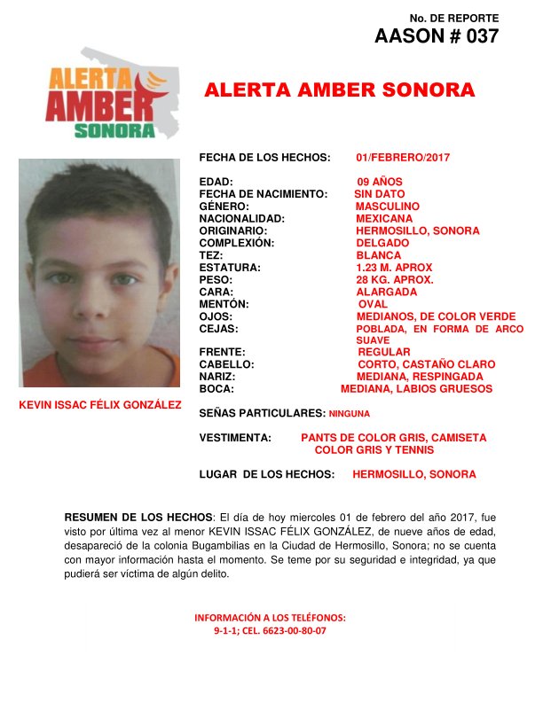 Alerta Amber Sonora (@ambersonora) on Twitter photo 