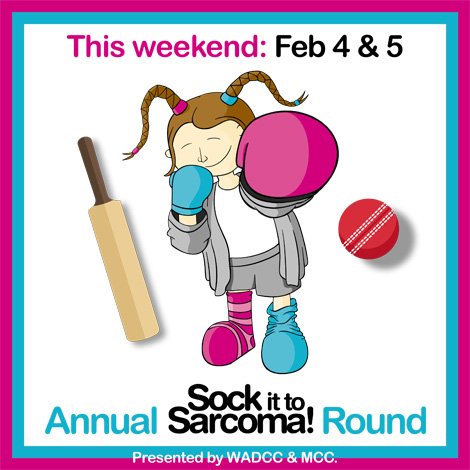 THE INAUGURAL 'SOCK IT TO SARCOMA!' DISTRICT CRICKET ROUND. Support the cause by getting down to any Premier Cricket match to donate! #gulls