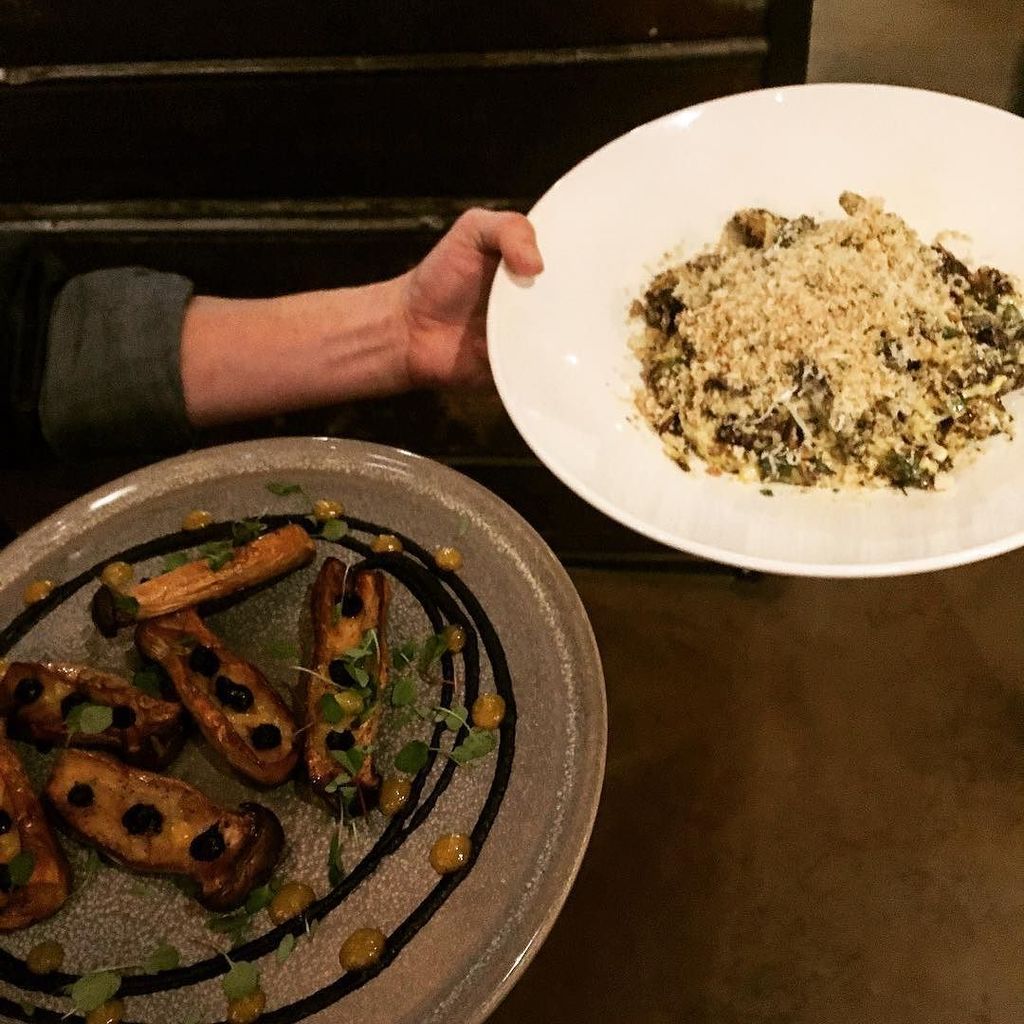 TimberVancouver's tweet photo. @ryanmac7 's brusela y setas- smoked king trumpet mushrooms,-roasted &amp; fermented brussels, garum vinegreta-deliciou… https://t.co/M0OhPbB0zb
