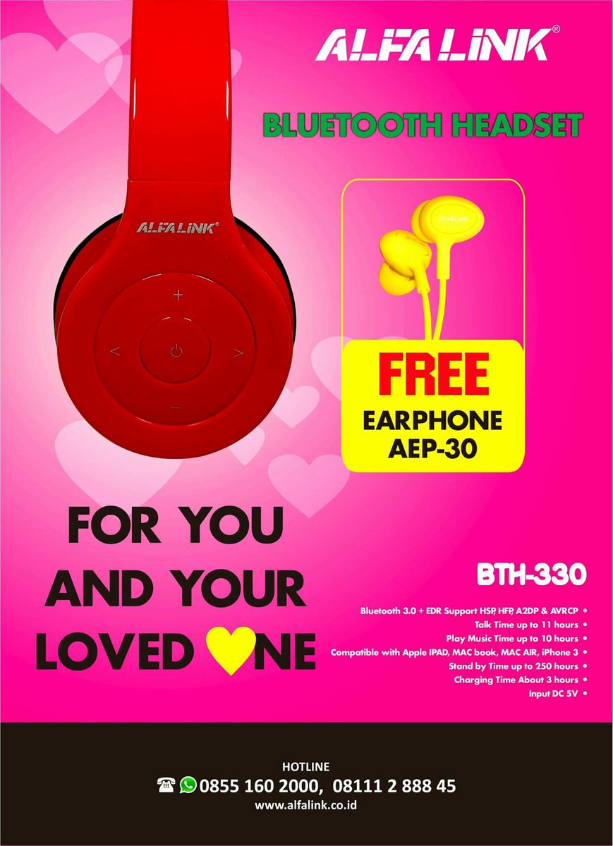 Free headset AEP30 utk stiap pembelian BLUETOOTH HEADSET ALFALINK BTH330, hanya di counter ALFALINK @gramedialombok 😊
