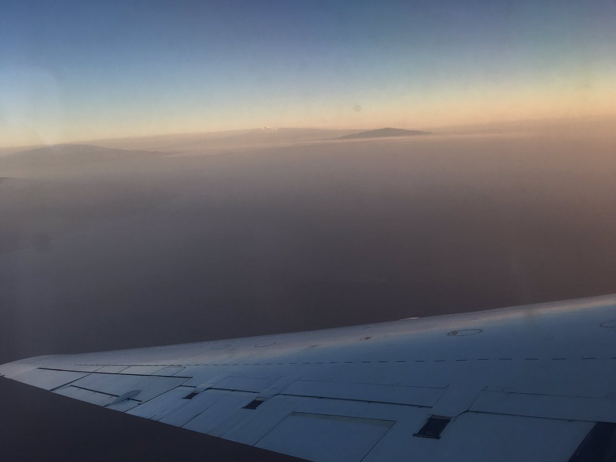 ATom_Harvard's tweet photo. We just landed in a Volcanic smog (VOG) smothered Kona. Lots of sulfur. Not much sunshine :( #NASA_ATom #RF03 #EarthExpedition @hseas https://t.co/32vtdwxYQ5