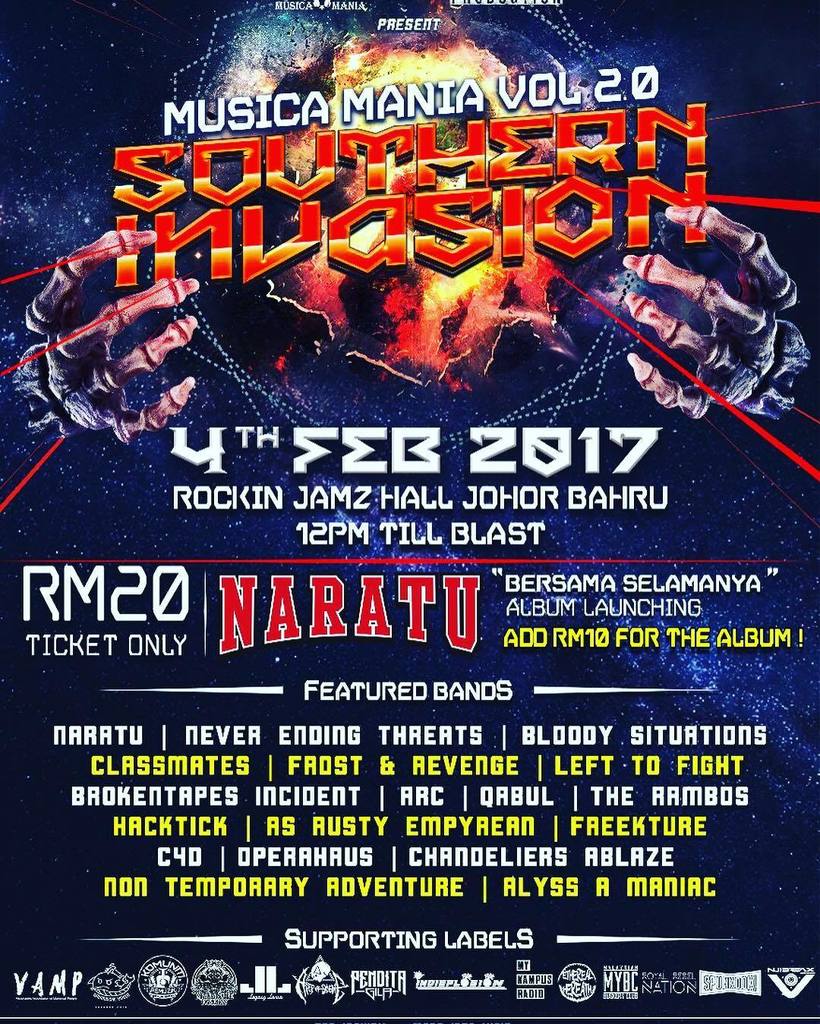 Musica Mania Vol 2.0 'Southern Invasion' happening this Saturday, 4 February 2017 at #ther… ift.tt/2jFp4tW