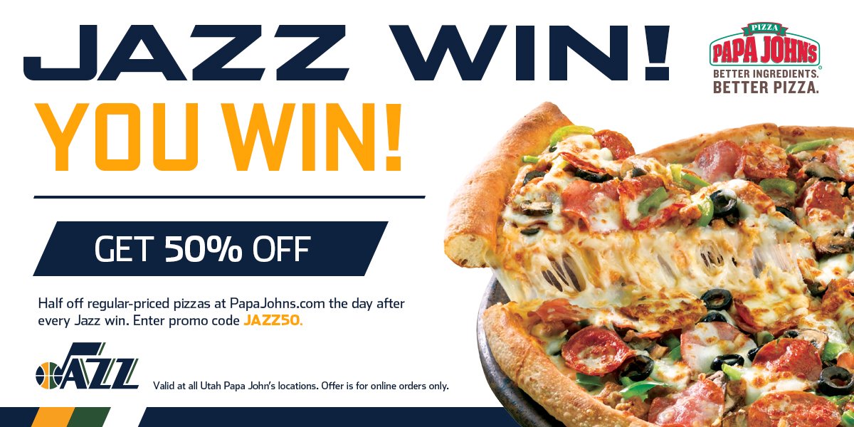 PIZZA THURSDAYS!!  Use "Jazz50" all day tomorrow at papajohns.com for 50% off your 🍕🍕  #MILatUTA https://t.co/2EdQRu33hP