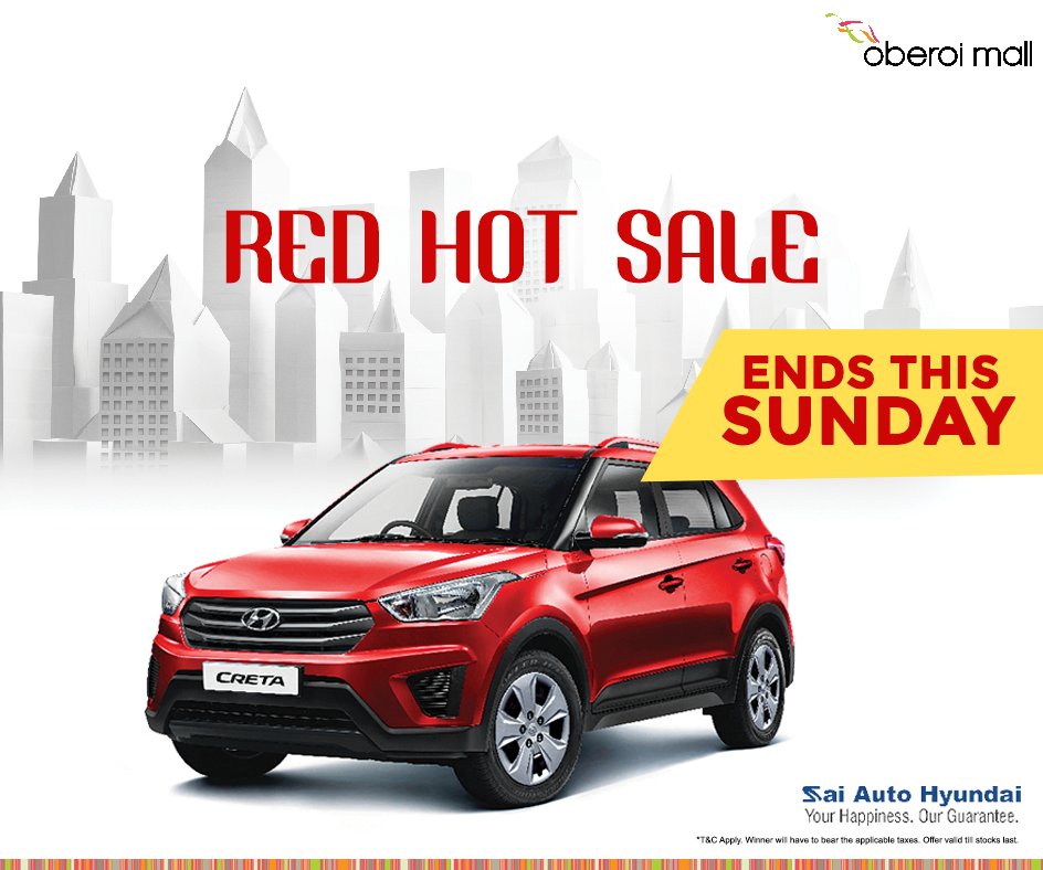 OberoiMall's tweet photo. Shop for more than Rs 5000 in a day and you could make this new Creta car yours. Offer valid till this Sunday. *T&amp;C Apply
#ShoppingGoals https://t.co/n8Gz23jfGJ