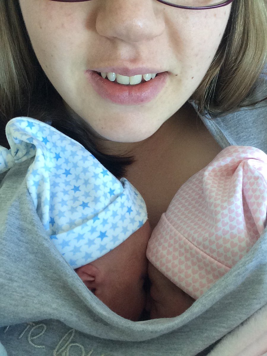 saraloucoe's tweet photo. @thismorning  Me with my twin beauties, whilst we were being wheeled down to the ward after my section last may! https://t.co/2S7G1NBcGr