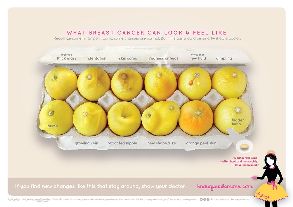 DPIcomunicacion's tweet photo. #KnowYourLemons es una original y efectiva campaña para la detección temprana del cáncer de pecho 🍋🍋 #bravo https://t.co/6IRNSZ2cjU https://t.co/PSPO1YsCVo