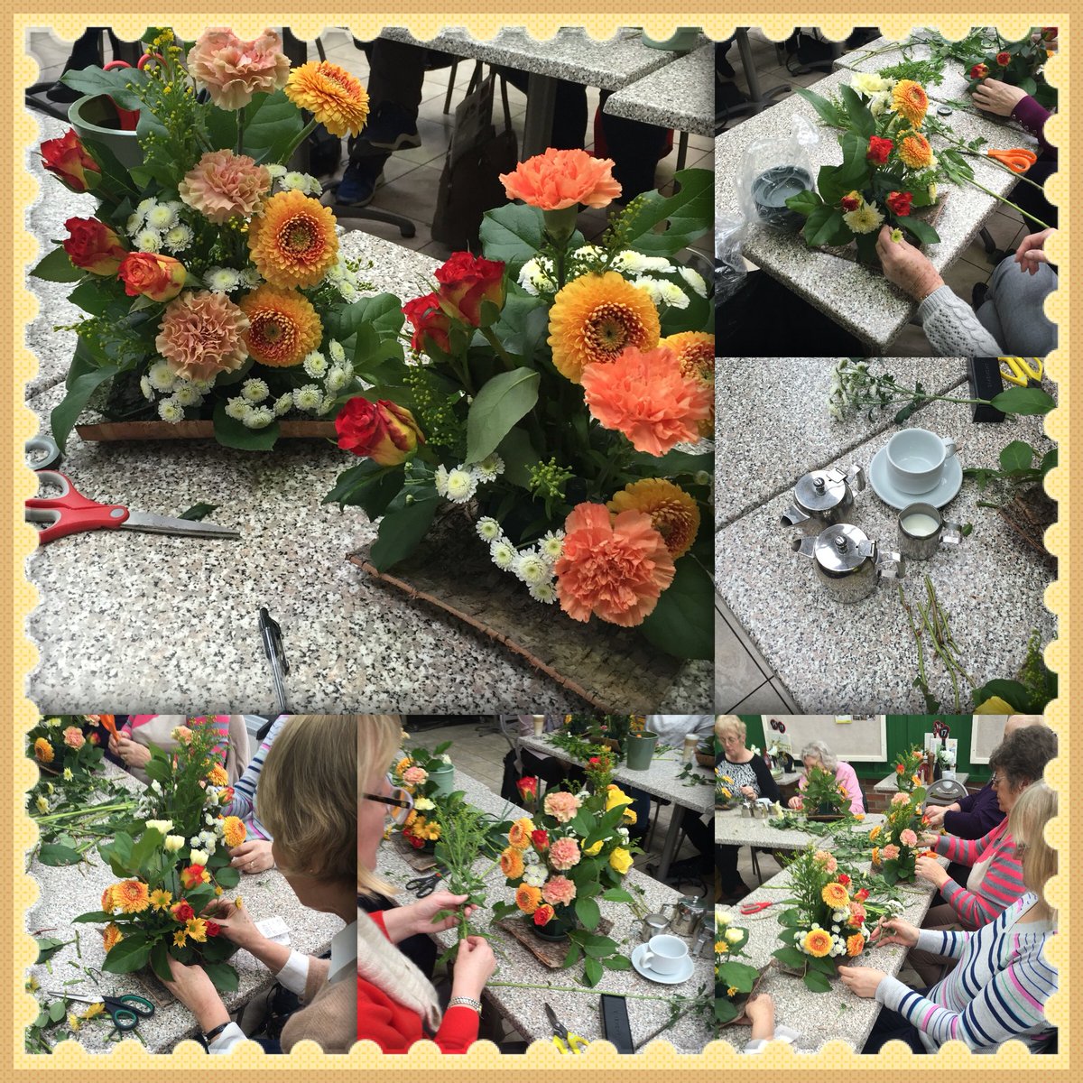 Back into the #workshop groove! Pretty #flowers,cups of #tea and lots of chatter! #floristry #CountyDurham #crafts