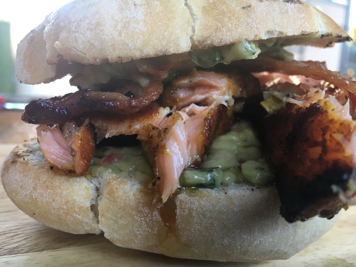 Who is up for a Grilled Salmon Sandwich today? #SmoKings #streetfood #London #londonmarkets #bbq