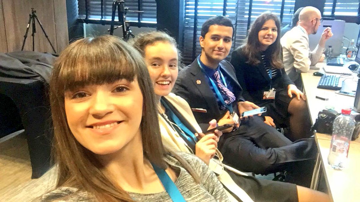 KICS MUNITY online press team takes time to smile during another busy day at work! Loving the website, well done to all! #THIMUN2017