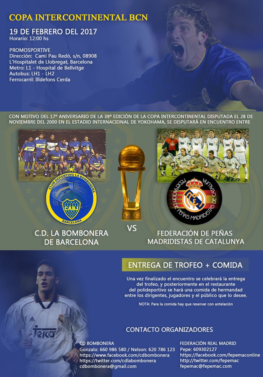Vamos por la COPA INTERCONTINENTAL el próximo 19 de febero. <a href="/cdlabombonera/">CD La Bombonera</a> vs Real Madrid <a href="/FEPEMAC/">FEPEMAC</a> . Ya falta menos...