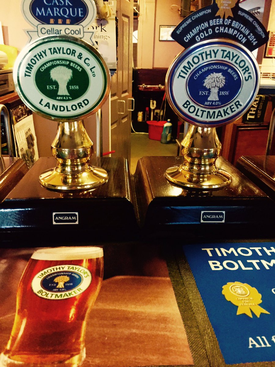<a href="/TimothyTaylors/">Timothy Taylor's Brewery</a> Landlord &amp; Boltmaker both on the bar from tonight <a href="/TheMasonsArmsHQ/">The Masons Arms</a> Oxford CAMRA pub of the year. #Headington #Oxford