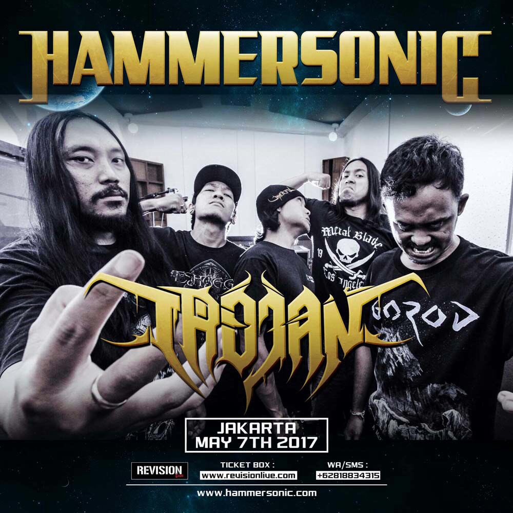 TROJAN! Band Death Metal asal Bali akan mengambil bagian di panggung #hammersonic2017. Tiket early bird masih tersedia di gerai Indomaret.