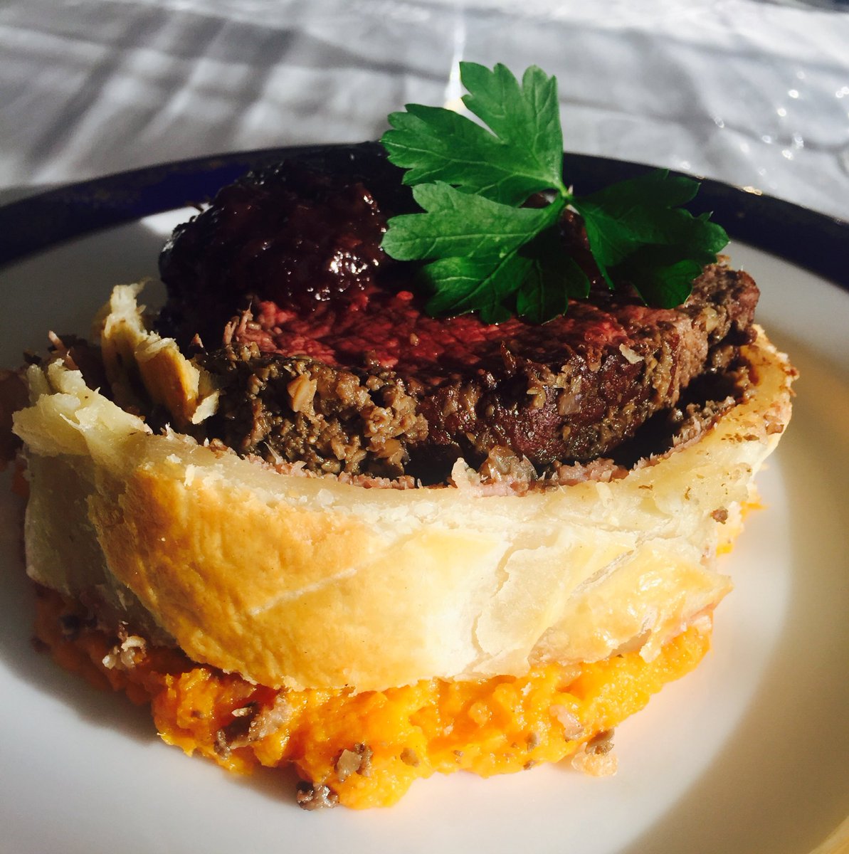 Cleonator's tweet photo. When Bae loves a Beef Wellington but you've only started cooking 2 months ago... 
Love truly conquers all 🙏🏼🍷🍽😂 https://t.co/vsBFDgjboU
