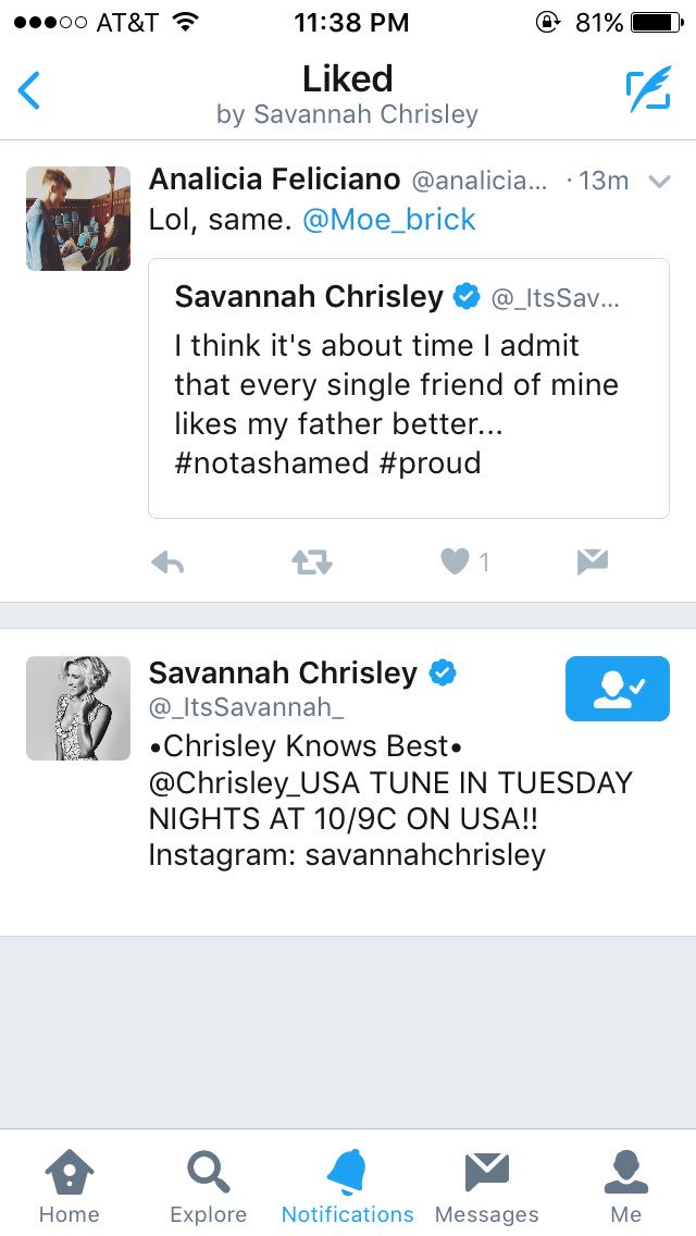 analiciapaloma's tweet photo. Oh my God! @Moe_brick, @_ItsSavannah_ just liked my tweet!!! #whoa #weloveher #shesfantastic #andsopretty 😱😱😱 now I wanna watch the show!!! https://t.co/jE3aShf2ys