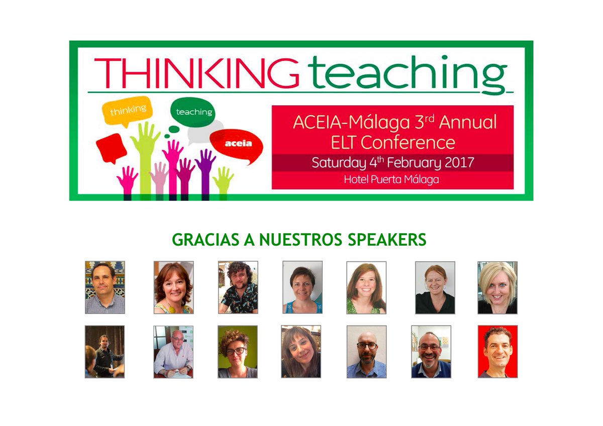 ACEIAndalucia's tweet photo. #ThinkingTeaching Queremos dar las GRACIAS a nuestros #Speakers por hacer posible nuestra Conferencia de #Málaga, este sábado 4 de febrero https://t.co/TVLsYDVSMi