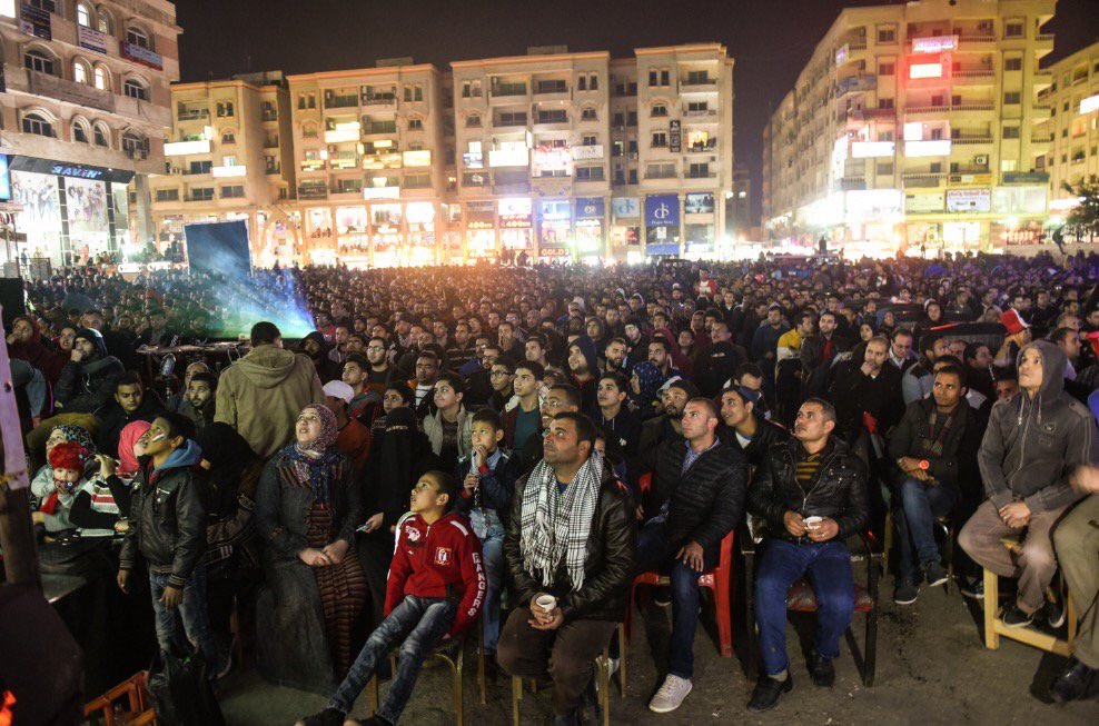 3SportsGh's tweet photo. Thousands watched on in Cairo as Egypt beat Burkina Faso to qualify for the #AFCON2017 final. Excitement. 

#3Afcon https://t.co/qpWd7Fz6Jc