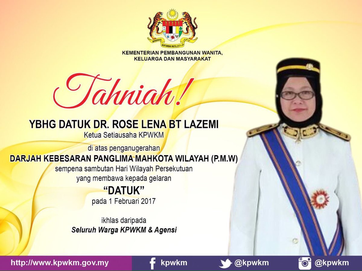 JKM_Perlis's tweet photo. Tahniah Ybhg. Datuk Rose Lena Lazemi! https://t.co/BNXHOv9ntc