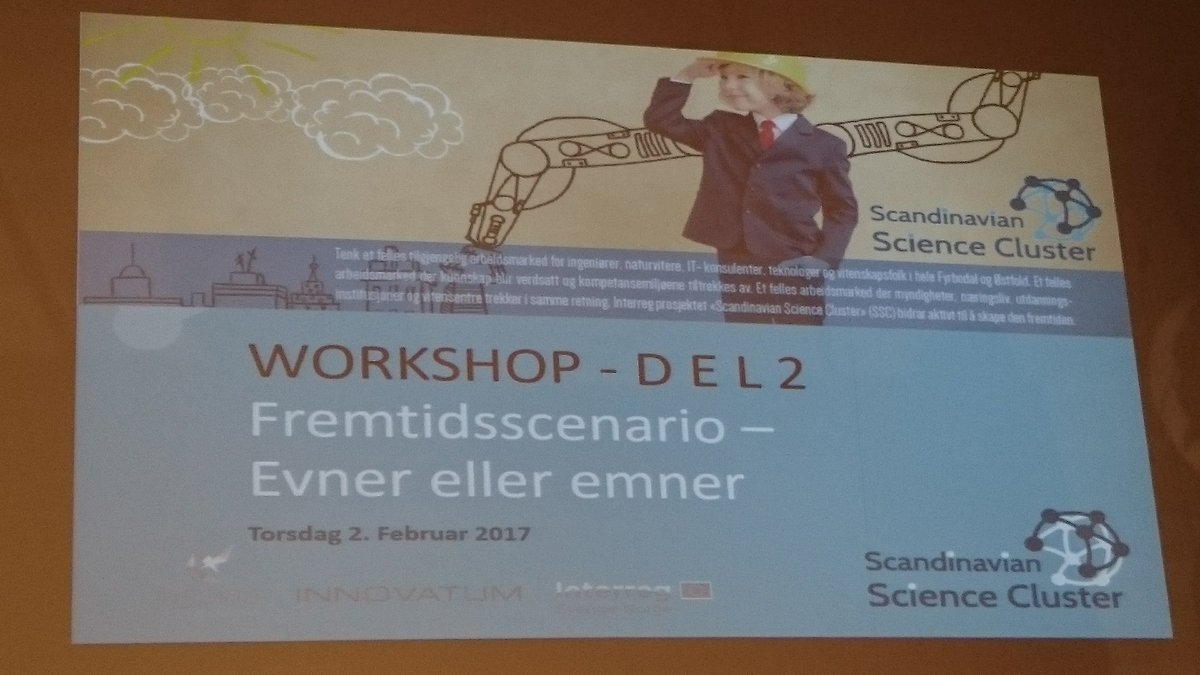sigmundb's tweet photo. Workshop om fremtidens yrker i prosjektet Scandinavian Science Cluster. #Innovatum https://t.co/N1mxBfllBM