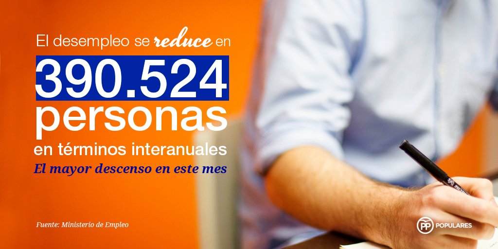 ppopular's tweet photo. 📉 El #paro se reduce en 390.524 personas respecto a enero de 2016 https://t.co/eCM5tOMIbt