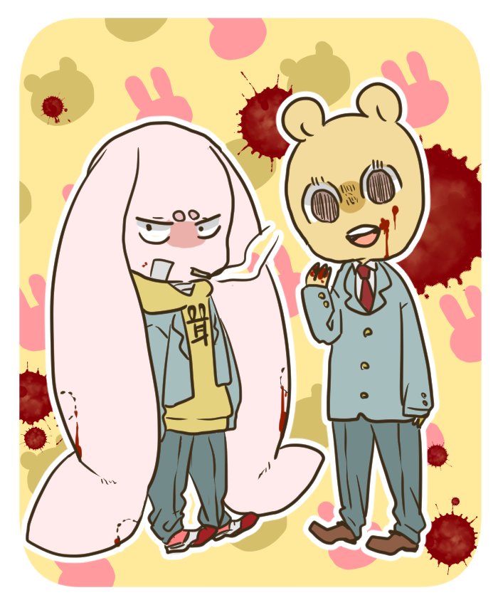 昔のノートから創作BLキャラ出てきたので、擬人化含めて上げてみます。くま×うさぎの動物キャラBLで生徒会長×不良で…とりあえず懐かしい。1回創作BL晒したらもう色々ふっきれましたので、他の創作BLもちょいちょい上げていきたいです。 