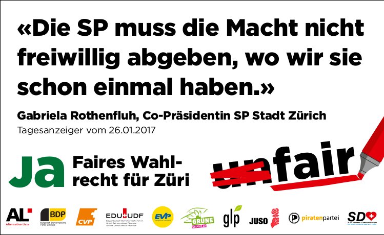 .<a href="/spzuerich/">SP Zürich</a> : Euch geht es nicht um Machterhaltung? Wie erklärt Ihr Euch dann die Aussage eurer Co-Präsidentin? Darum weg mit der 5%-Hürde!