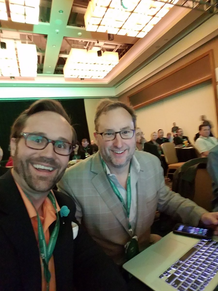 And so begins <a href="/WasteManagement/">WM</a> Forum. Live stream w <a href="/GreenBiz/">Green Biz</a> . And how meta I get 2 sit with <a href="/peterlmay/">Pete May</a>. #sustainability #Leadership