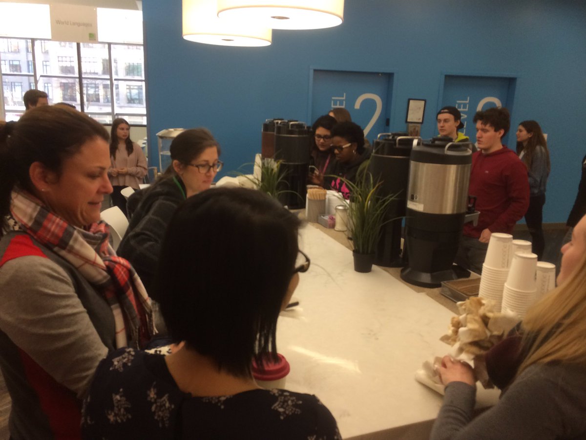 Mr. Bell and Ms. Petzer arranged a mid-winter pick me up of coffee and hot chocolate this morning.