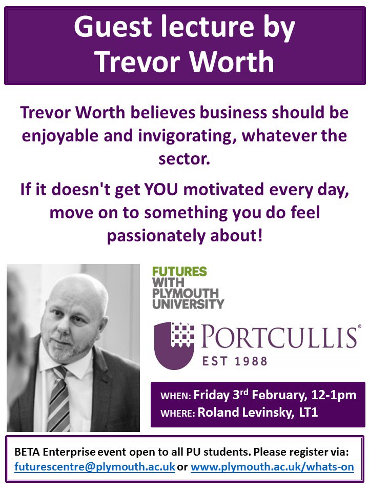 Come along! Free <a href="/BetaEnterprise_/">Dorset Nectar Cider PLYMOUTH</a> guest lecture with <a href="/trevorworth/">Trevor Worth</a>  3rd Feb 12-1 ow.ly/KR4s3082SWh <a href="/PlymUniBusiness/">Plymouth Business School</a>  <a href="/PlymUniBusiness/">Plymouth Business School</a>