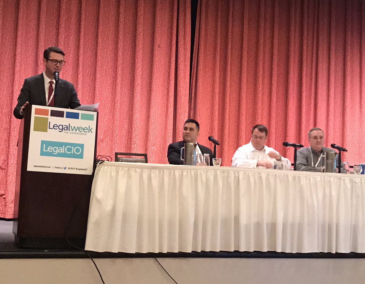 DanLinna's tweet photo. Understanding the Dark Web - "If you're not scared, you're not paying attention." @justinhectus kicks things off. #LegalCIO #LegalWeek17 https://t.co/TYzCcyKIJE