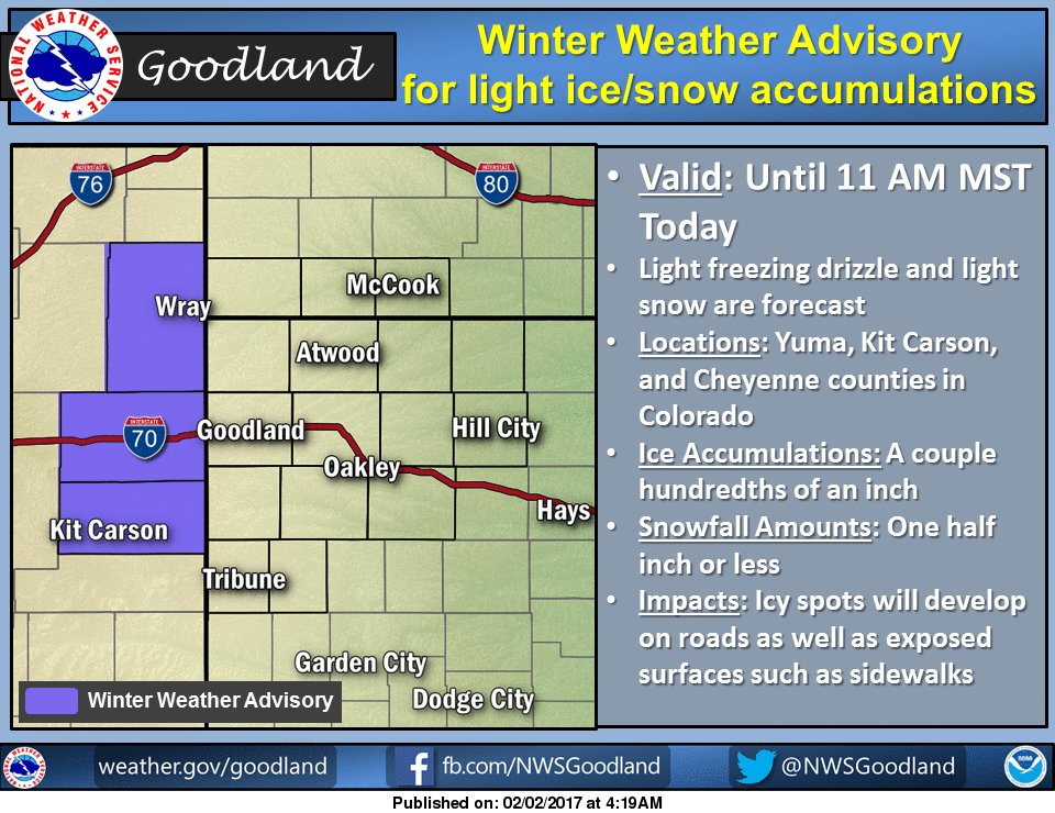 Small amounts of snow/ice may develop in advisory area before noon. #cowx