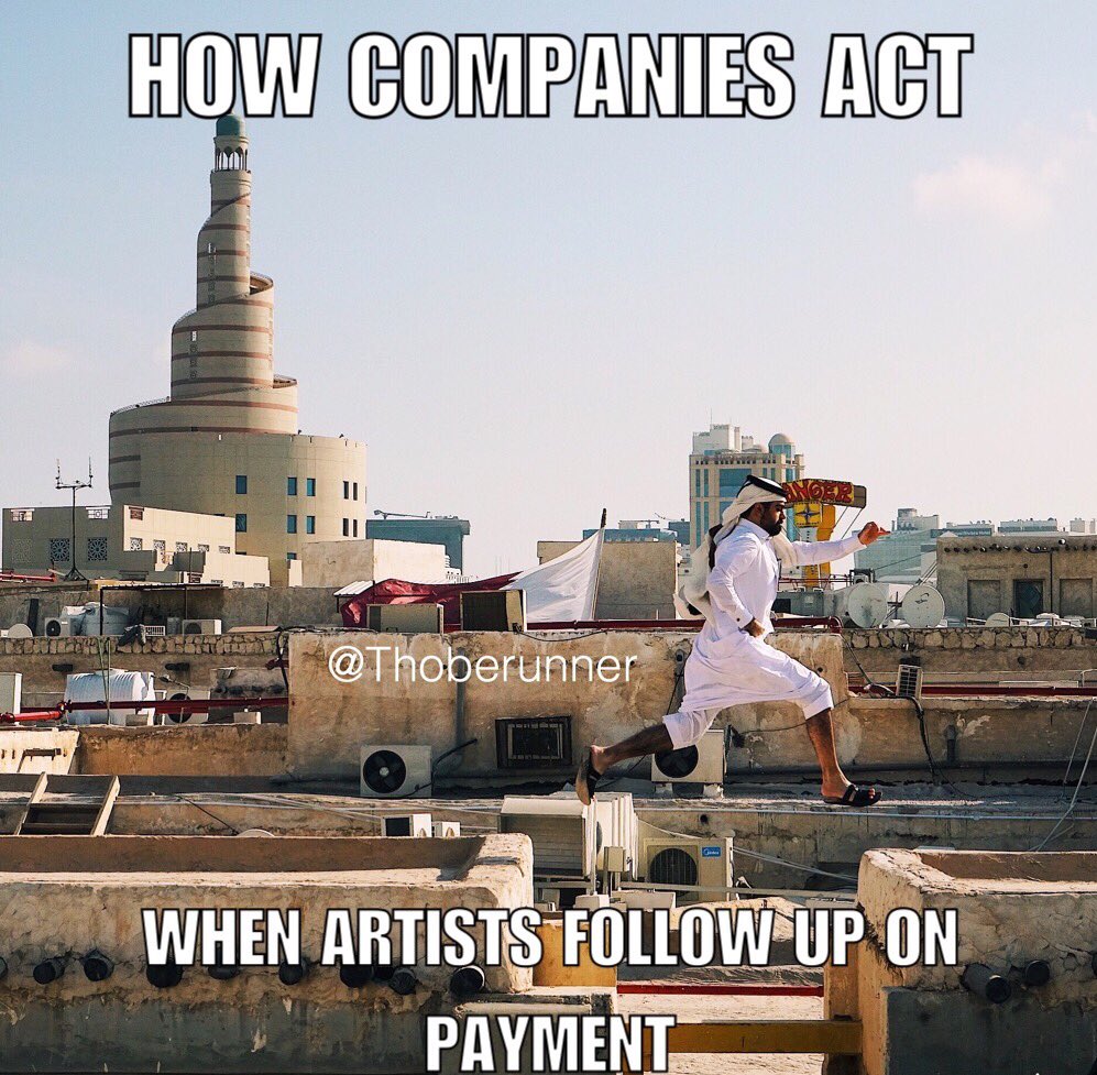 ThobeRunner's tweet photo. How companies act when artists follow up on payment. The struggle is real yo! #thoberunner #arabvines #arabmemes #brokeartist https://t.co/5RYIozMa4l