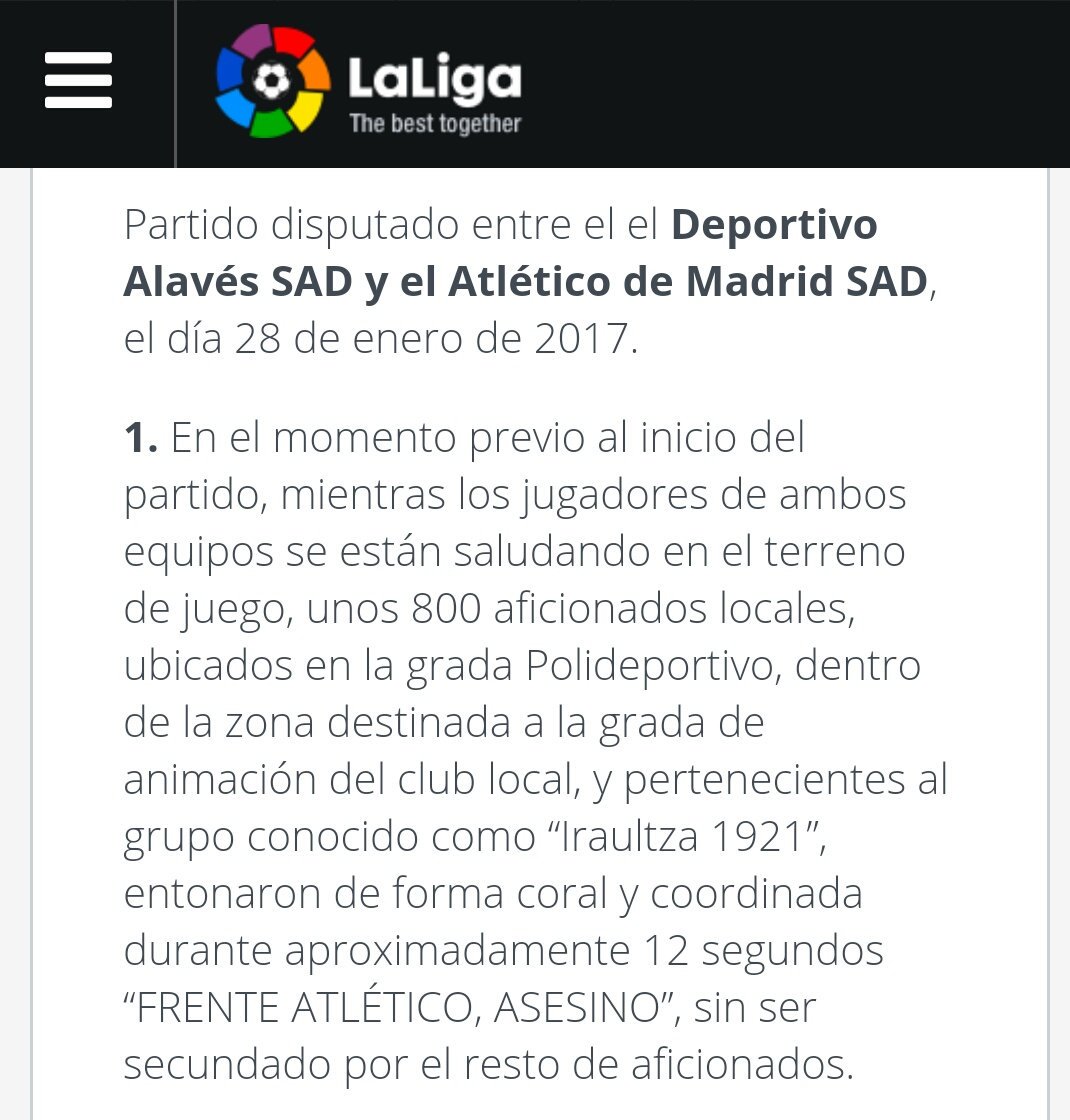 RCD_FIRM's tweet photo. Señor @Tebasjavier decir "Frente Atletico Asesinos" no es un insulto, es un adjetivo calificativo. https://t.co/eAUUTIdvRS