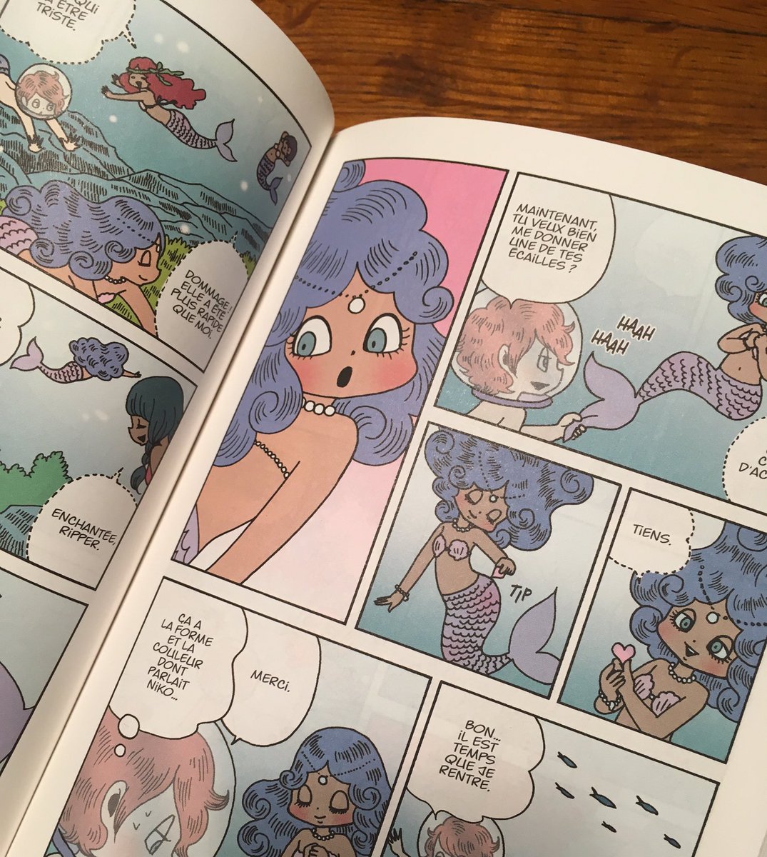 フランス語版「はずんで!パパモッコ」、「ICHIKO et NIKO」の6巻も届きました。
お好み焼きの注釈には、キャベツと肉とエビのオムレツ、と書いてあります。
