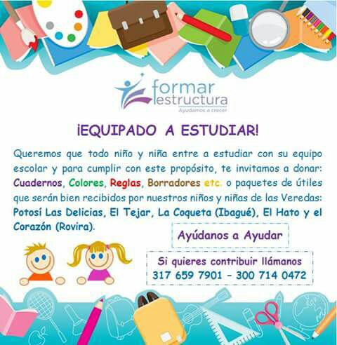FormarFundacion's tweet photo. 📚✏️ #EquipadoAEstudiar | Queremos junto a tu corazón ❤️, dar los elementos necesarios para que nuestros niños y niñas 👦🏻👶🏻👧🏼 puedan estudiar https://t.co/z0bky9cu4r