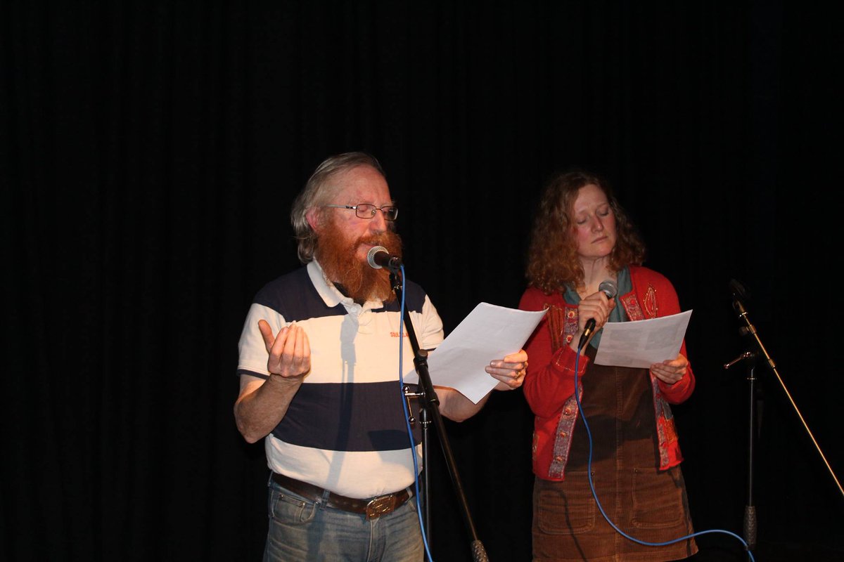 Ivana Popov and me performing poetry together last night at Quay Arts  - Gingers rhyming, with perfect timing