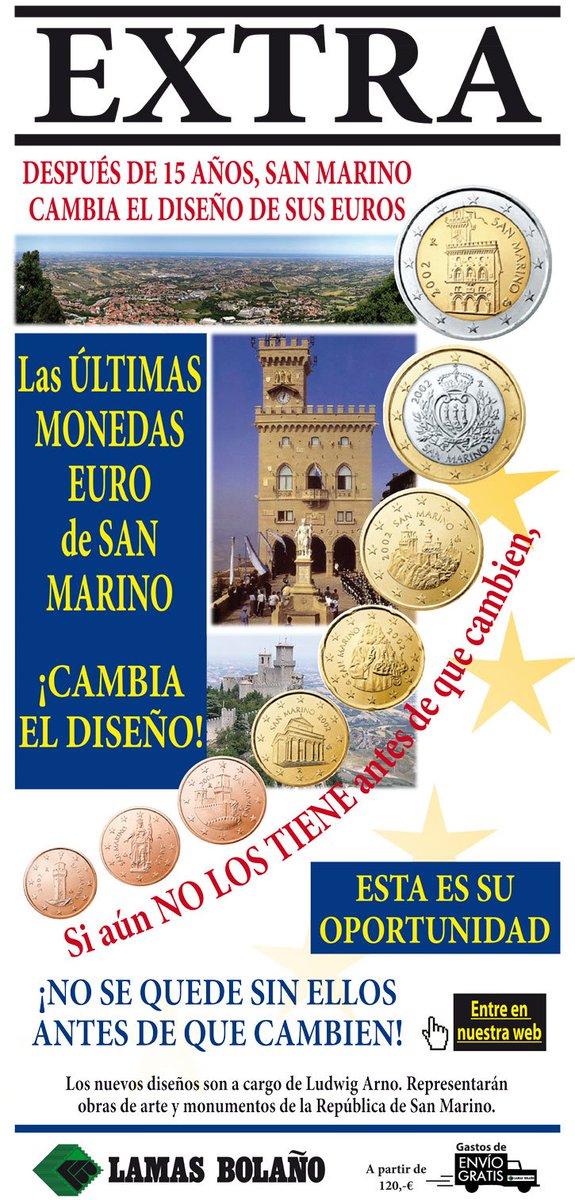 LamasBolano's tweet photo. Lamas bolaño - the latest euro coins of San Marino @LamasBolano  Shop: https://t.co/UtbRhNA5sY #coins #euro Ultimas Monedas, tirada limitada https://t.co/EAgs2uAUka