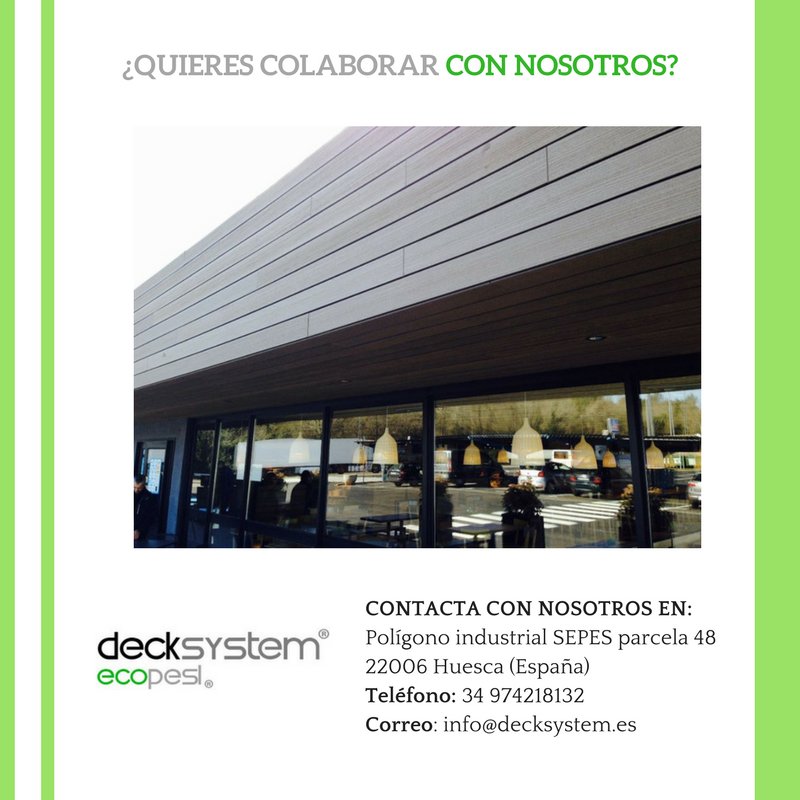 decksystem's tweet photo. ¿Quieres ser el próximo colaborador de #Decksystem? Escríbenos a info@decksystem.es y te informaremos de todo ;). #maderatecnológica #wpc https://t.co/fc0zqVrJJy